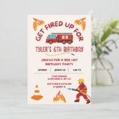 消防車の誕生日パーティーの招待状 招待状 (スタンド正面)