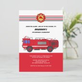 消防車の誕生日パーティーの招待状 招待状 (スタンド正面)