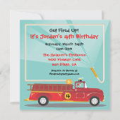 消防車の誕生日パーティーの招待状 招待状 (正面)