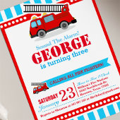 消防車の誕生日パーティーの招待状 招待状