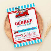消防車の誕生日パーティーの招待状 招待状