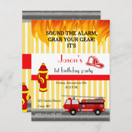 消防車の誕生日パーティーの招待状 招待状