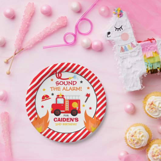 消防車の誕生日パーティーの装飾 ペーパープレート (パーティー)