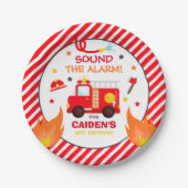 消防車の誕生日パーティーの装飾 ペーパープレート (正面)