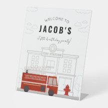 消防車の誕生日パーティーウェルカムサイン