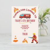 消防車の誕生日パーティーサンキューカード サンキューカード (スタンド正面)