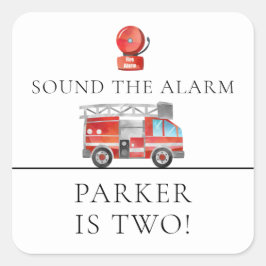消防車の誕生日パーティーシール スクエアシール