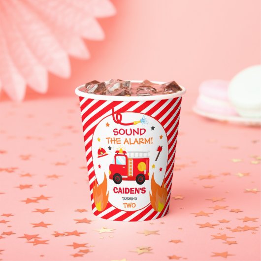 消防車の誕生日パーティーデコール消防車パーティー 紙コップ (インサイチュ)