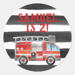 消防車の誕生日パーティーバルーン ラウンドシール