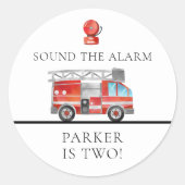 消防車の誕生日パーティーバルーン ラウンドシール (正面)