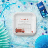 消防車の誕生日パーティープレート ペーパープレート (パーティー)