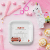 消防車の誕生日パーティープレート ペーパープレート (パーティー)