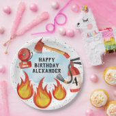 消防車の誕生日パーティープレート – 消防士テーマ ペーパープレート (パーティー)