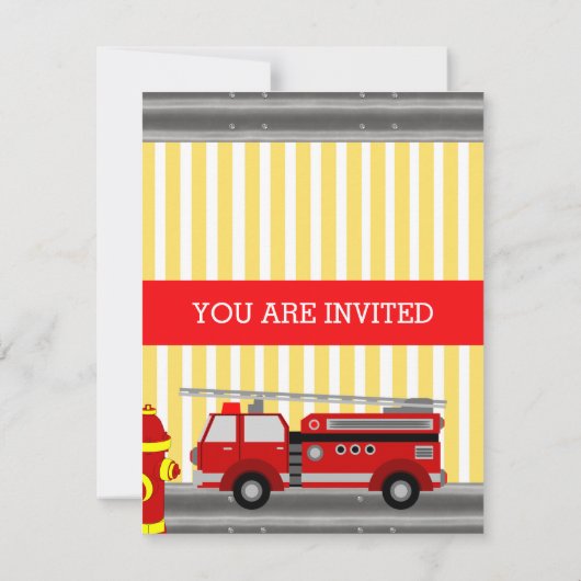 消防車の誕生日パーティー招待状 招待状 (裏面)