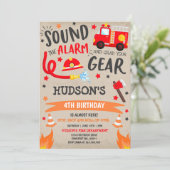 消防車の誕生日パーティー招待状 消防士パーティー 招待状 (スタンド正面)