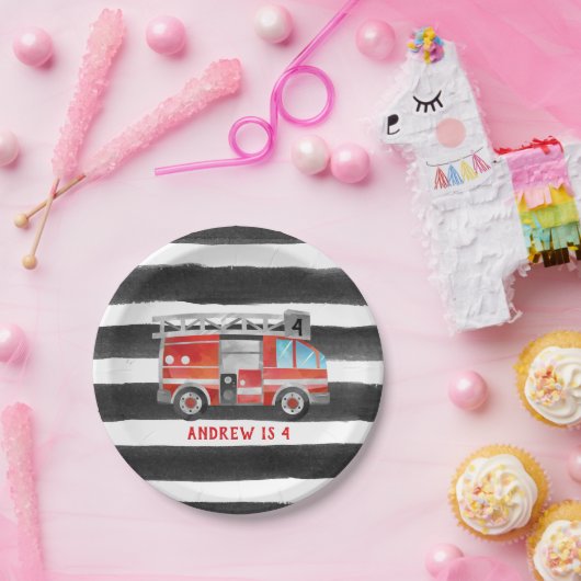 消防車の誕生日パーティー紙プレート ペーパープレート (パーティー)