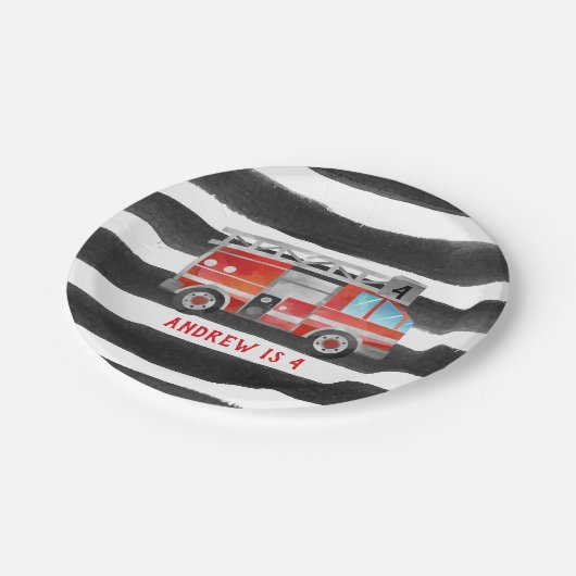 消防車の誕生日パーティー紙プレート ペーパープレート (アングル)