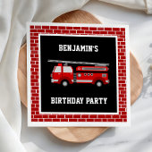 消防車の誕生日パーティー紙 スタンダードカクテルナプキン
