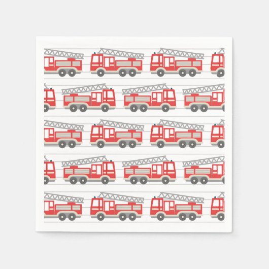 消防車の誕生日パーティー スタンダードカクテルナプキン (正面)