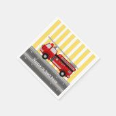消防車の誕生日パーティー スタンダードカクテルナプキン (角)