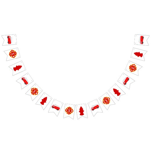 消防車の誕生日パーティー バンティングフラッグ (全)