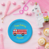 消防車の誕生日パーティー ペーパープレート (パーティー)