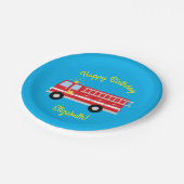 消防車の誕生日パーティー ペーパープレート (アングル)