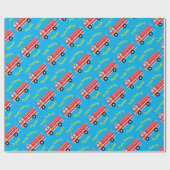 消防車の誕生日パーティー ラッピングペーパー (フラット)