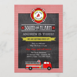 消防車の誕生日パーティー 招待状