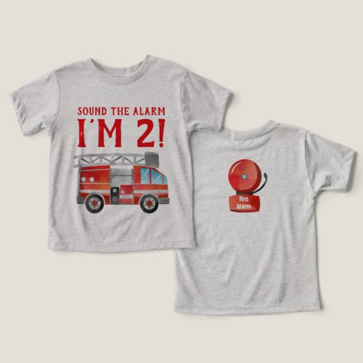 消防車の誕生日パーティーTシャツ (デザイン正面&裏面)