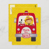 消防車の誕生日ボーイ ポストカード (正面/裏面)