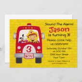 消防車の誕生日ボーイ 招待状 (正面/裏面)