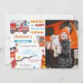 消防車の誕生日写真招待状 招待状 (正面)