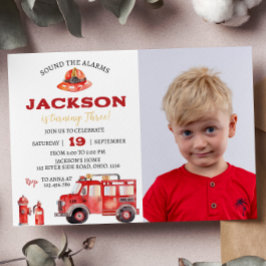 消防車の誕生日招待状アラームを鳴らす 招待状