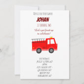 消防車の誕生日招待状 招待状 (正面)