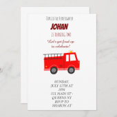 消防車の誕生日招待状 招待状 (正面/裏面)