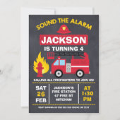 消防車の誕生日招待状 招待状 (正面)