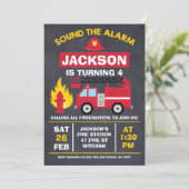 消防車の誕生日招待状 招待状 (スタンド正面)