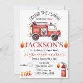 消防車の誕生日招待状 消防士の招待状 招待状 (正面)