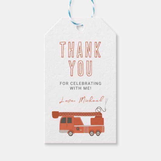 消防車の誕生日 ギフトタグ (正面)