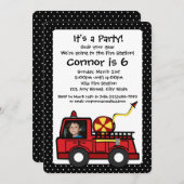 消防車の誕生日(写真付) 招待状 (正面/裏面)