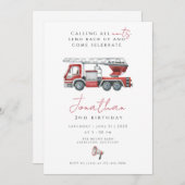 消防車の誕生日、消防士 招待状 (正面/裏面)