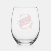 消防車の赤いイニシャルと黒名 |モダン | ステムなしワイングラス (裏面)