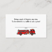 消防車の赤ちゃんシャワーおむつラッフルチケット エンクロージャーカード (裏面)