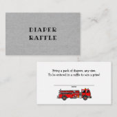 消防車の赤ちゃんシャワーおむつラッフルチケット エンクロージャーカード (正面/裏面)