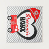 消防車の赤ちゃんシャワー大きな背景タペストリー タペストリー (正面(横))