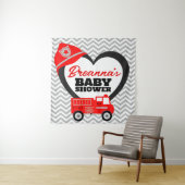 消防車の赤ちゃんシャワー大きな背景タペストリー タペストリー (インサイチュ)
