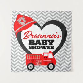 消防車の赤ちゃんシャワー大きな背景タペストリー タペストリー