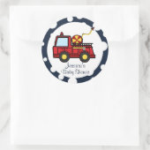 消防車の赤ちゃんシャワー ラウンドシール (バッグ)