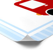 消防車の青ストライプいパーソナライズされた名ウォールアート ポスター (角)